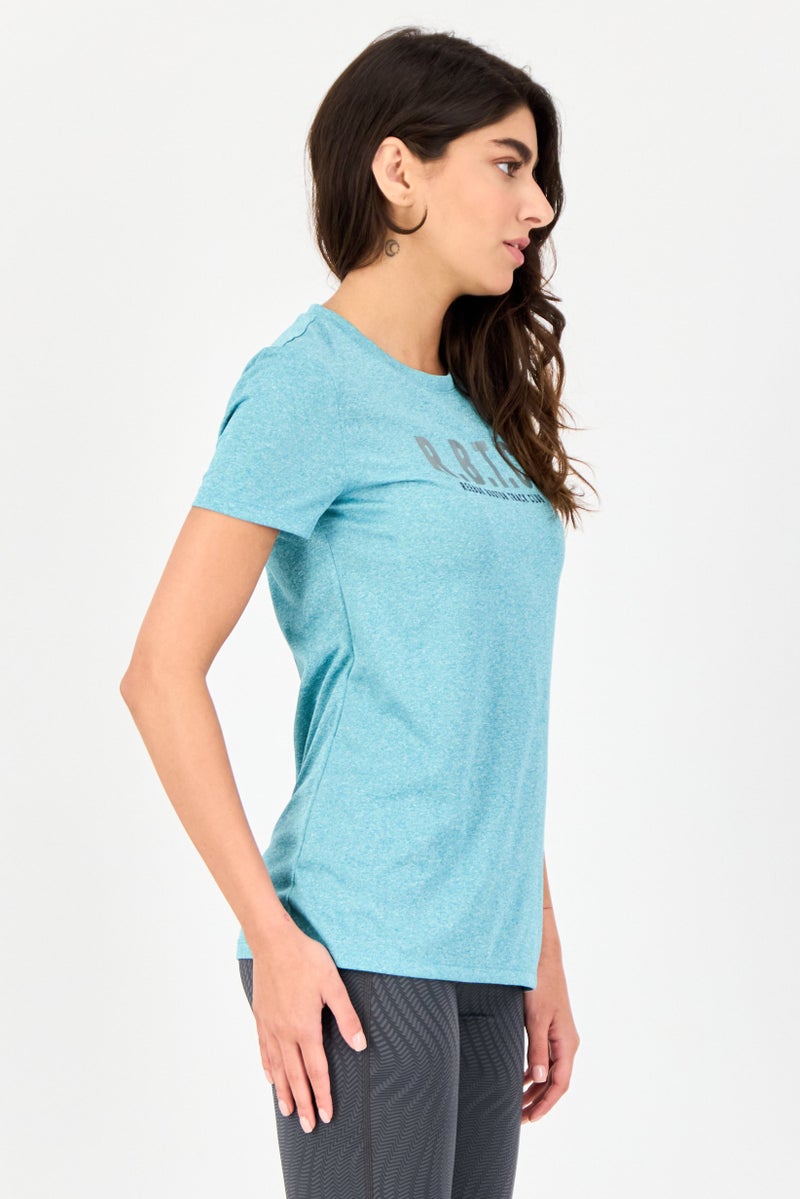 Reebok Women Sportswear Fit Shot Sleeves Training Top, Sea Blue - Image 3